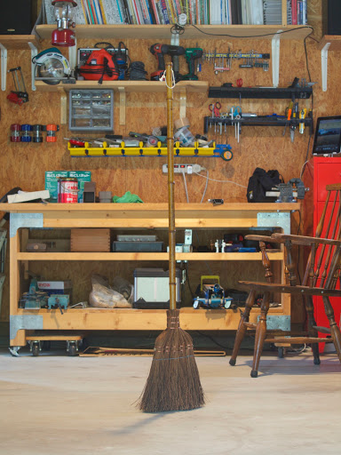 Traditional Japanese Broom Made of Fern and Bamboo