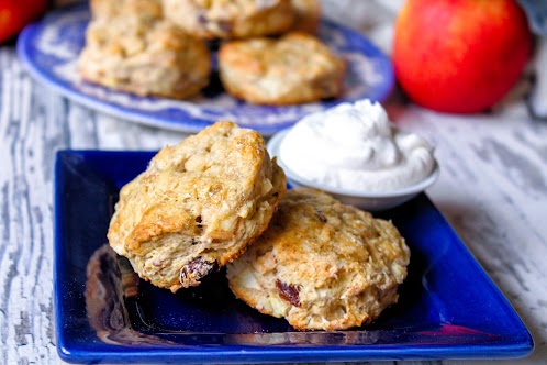 Apple Raisin Scones With Bourbon Whipped Cream