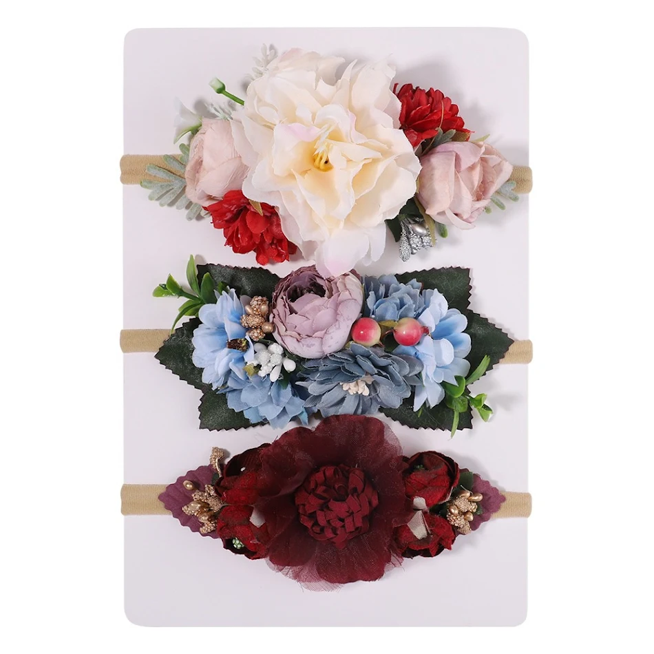 Serre-tête nylon fin pour filles, orné de fleurs, accessoire cheveux doux et léger, idéal pour coiffures élégantes