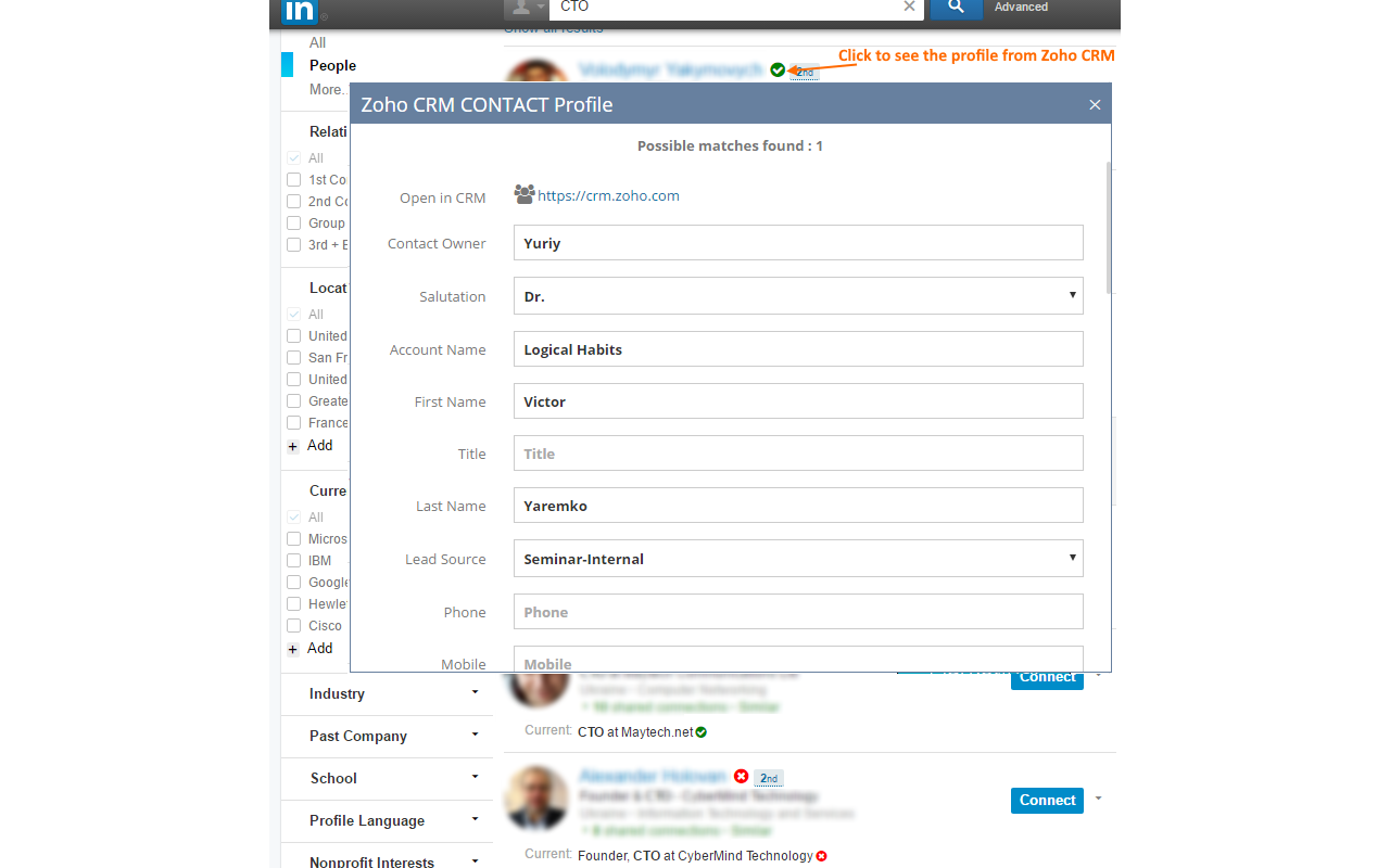 LinkMatch For Zoho CRM Preview image 5