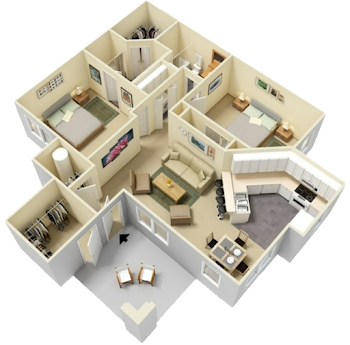 Go to Two Bed, Two Bath A Floorplan page.