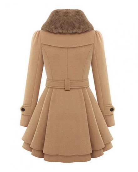 Women Trench Coat Thick Midi Length Double Breasted Autum... - 3