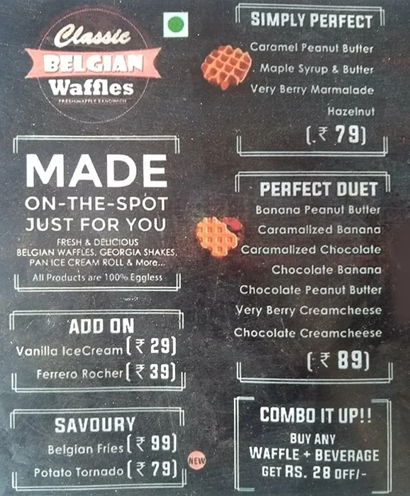 Classic Belgian Waffles menu 