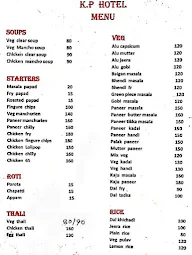 K P Hotel menu 1