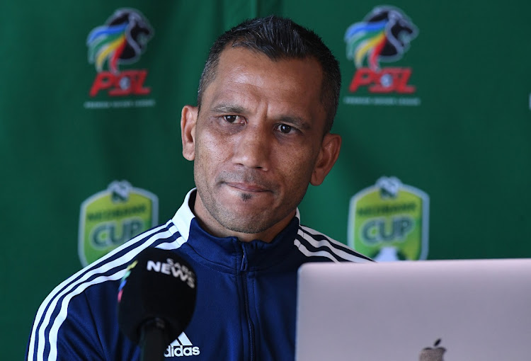 Orlando Pirates coach Fadlu Davids during a Nedbank Cup media conference at Rand Stadium in Johannesburg on March 7 2022. Picture: SYDNEY SESHIBEDI/GALLO IMAGES