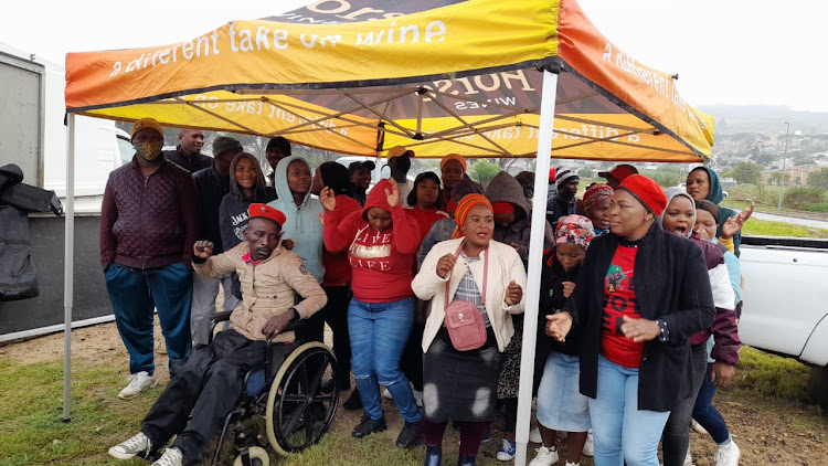 EFF supporters gather in Stellenbosch ahead of a picket at businessman Johann Rupert's farms on April 6 2022, the 370th anniversary of Jan van Riebeeck's arrival in the Cape.