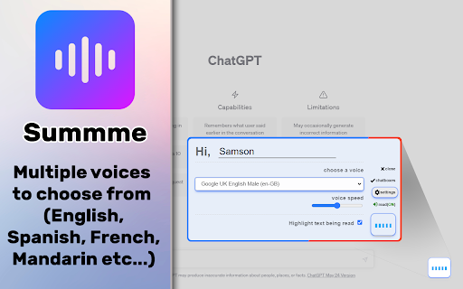 Summme - Text to Speech (TTS) for AI Chatbots