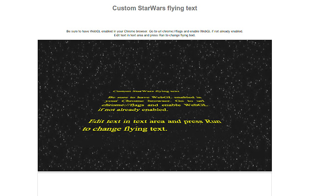 Custom StarWars like flying text chrome extension
