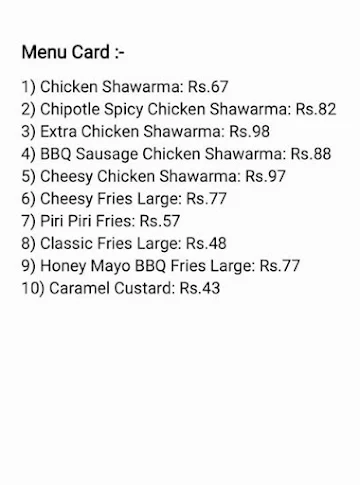 13 Shawarma menu 