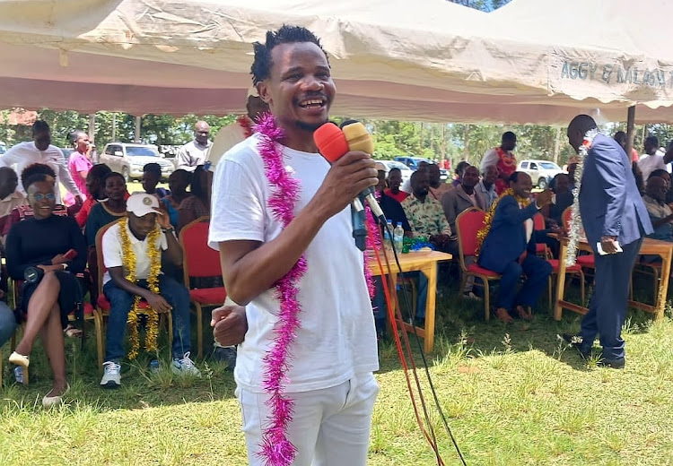 Mumias East MP Peter Salasya during the launch of Emutetemo water project at Emutetemo primary /IMAGE/HILTON OTENYO