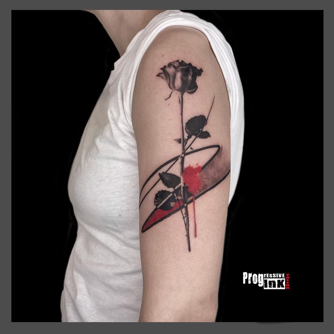 Red And Black Rose Tattoo