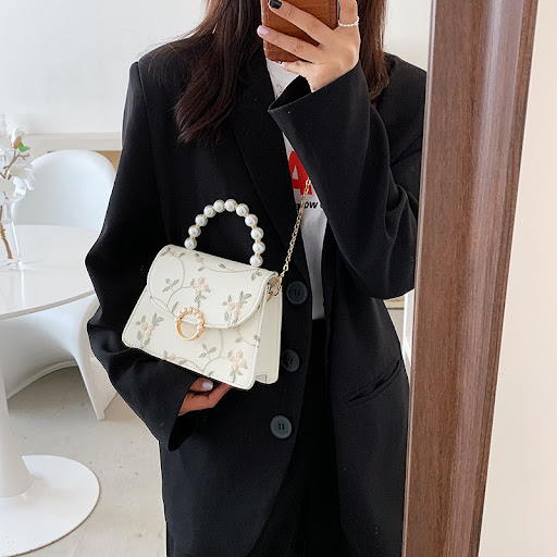 Title 6, Womens Chain Shoulder Bag Pearl Crossbody, a s...