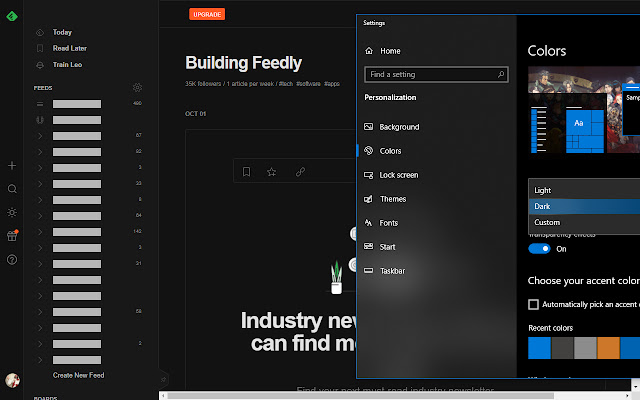 Auto Dark Theme for Feedly chrome extension