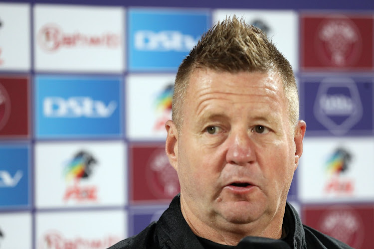 Swallows FC coach Dylan Kerr during the DStv Premiership match between Swalliws and AmaZulu at Dobsonville Stadium.