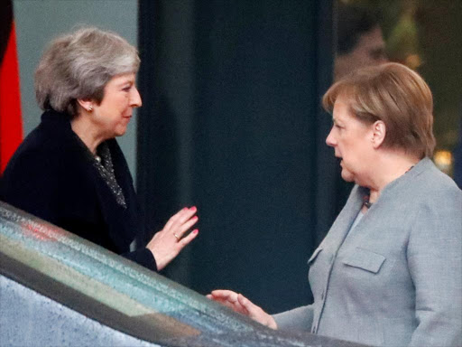 British Prime Minister Theresa May leaves after a meeting with German Chancellor Angela Merkel at the Chancellery in Berlin, Germany December 11, 2018. /REUTERS