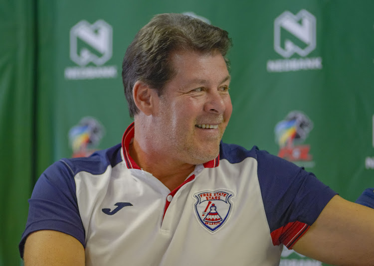 Free State Stars Belgian head caoch Luc Eymael smiles during a Nedbank Cup training and media opportunity at the club's Acedemy in Bethlehem on Tuesday April 17 2018. Stars play Kaizer Chiefs in the semifinal of the cup.