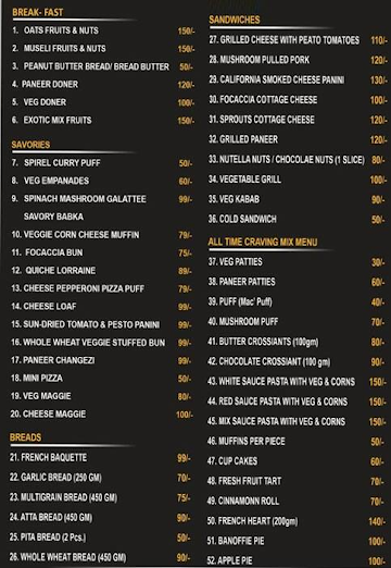 Rum's Cafe & Bakery menu 