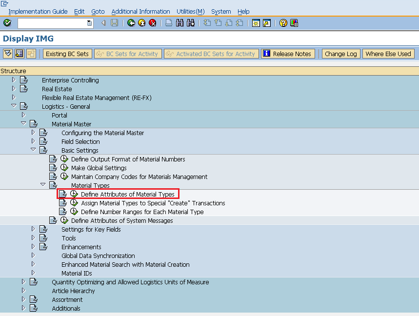 SAP Material Types
