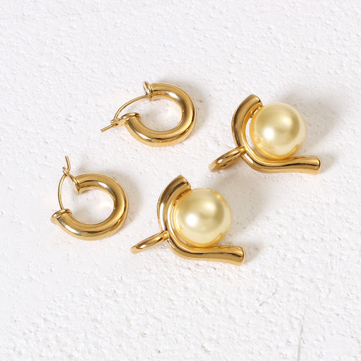 Title 3, Metallic Style Earrings Copper Plated with Real...