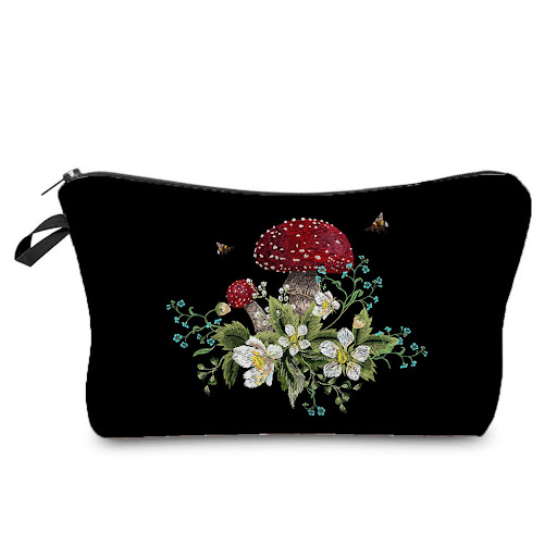 Title 10, Cartoon Mushroom Dumpling Printed Makeup Bag fo...