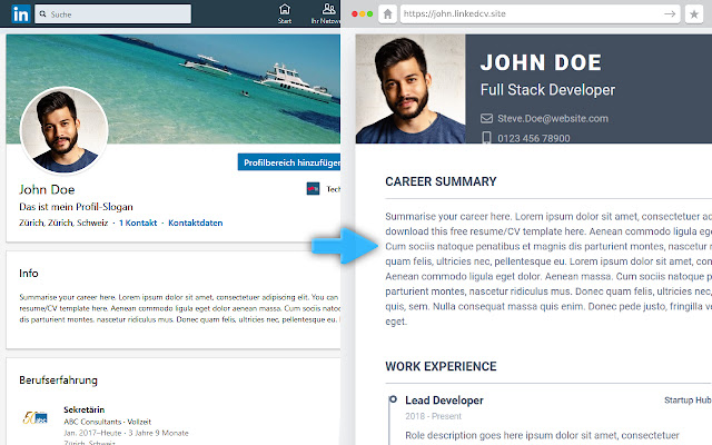 Linked CV - Website Generator chrome extension