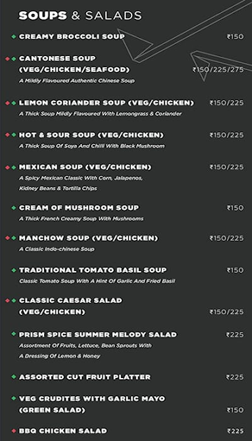 Prism Foods menu 