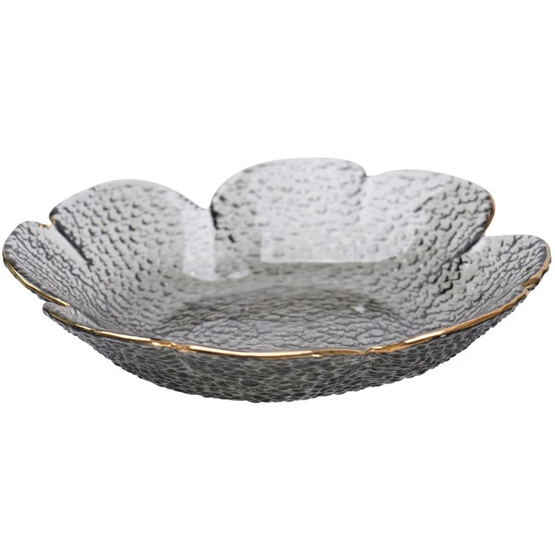 Japanese Style Hammer Pattern Petal Glass Bowl Plate Set for serving appetizers, salads, and desserts. Adds elegance to 