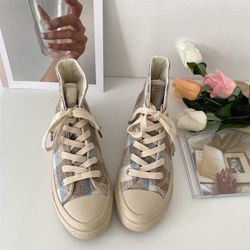 Title 5, Womens high-top canvas shoes, trendy retro Hon...