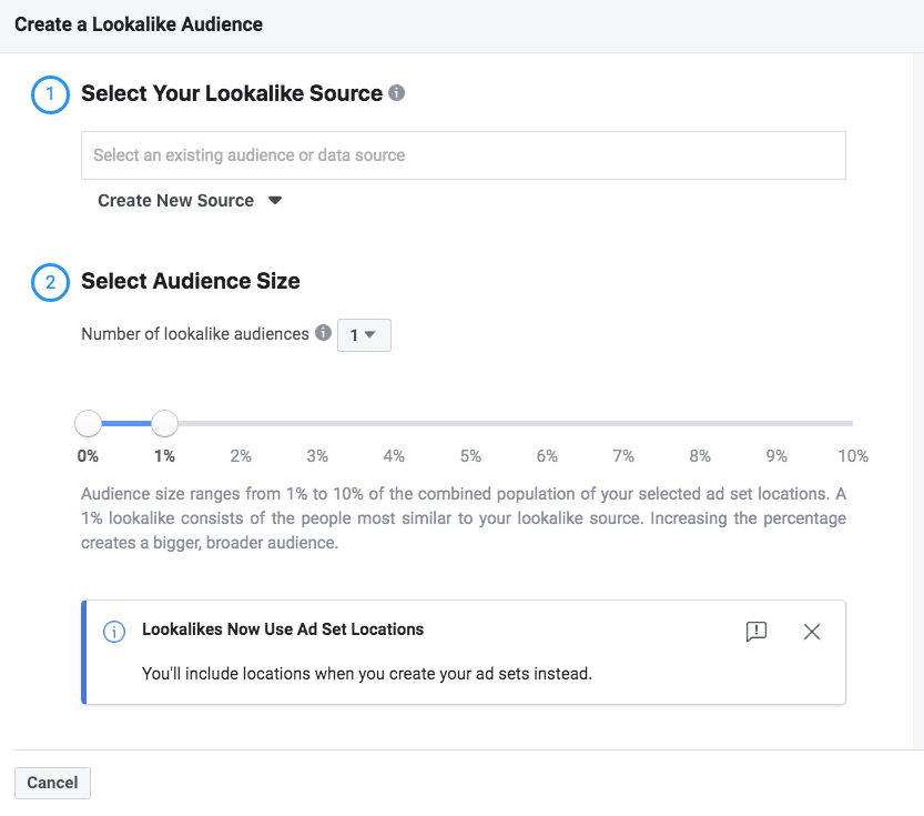 Create a Lookalike Audience based on a source.