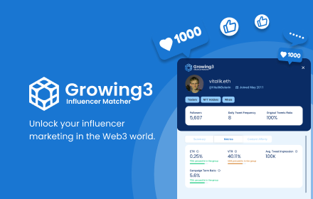 Growing3 - Web3 Influencer Marketing Tool small promo image