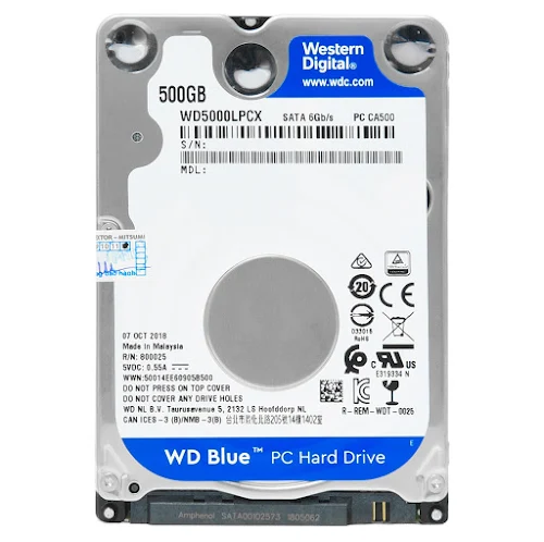 Ổ cứng laptop WD Blue 500GB 2.5" Sata3 5400rpm (WD5000LPCX/ WD5000LPZX) - Hàng trưng bày