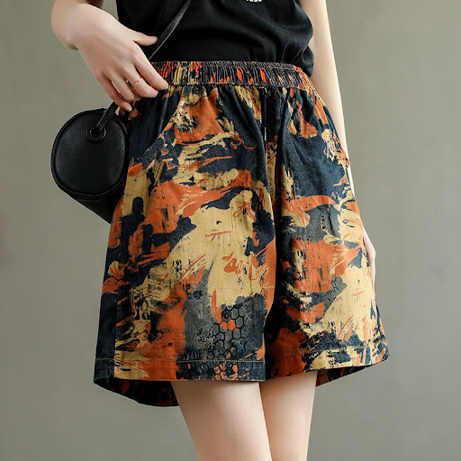 Title 3, Womens Summer High Waist Cotton Print Shorts. ...