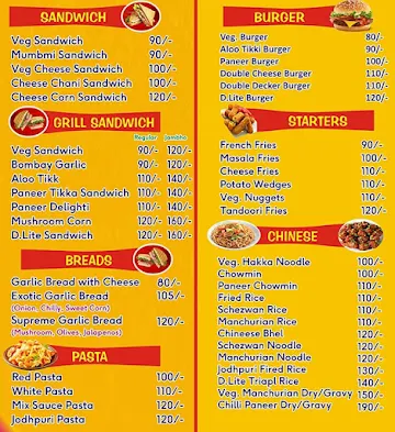 D'Lite Pizza Cafe menu 