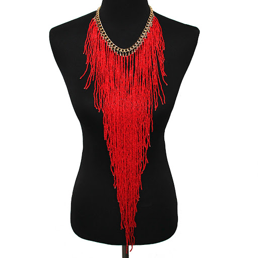 Title 4, Long rice bead tassel necklace An elegant acces...