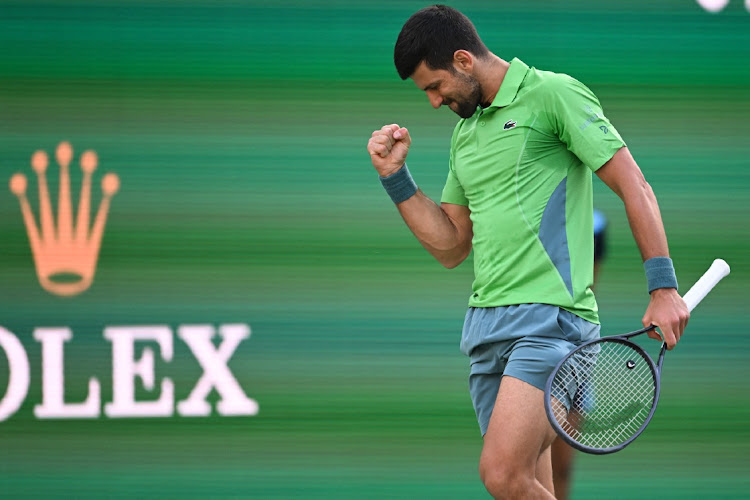 Novak Djokovic reacts in his second round match against Aleksandar Vukic during the BNP Paribas Open at Indian Wells Tennis Garden, Indian Wells, California, on March 9. Picture: JONATHAN HUI/USA TODAY SPORTS