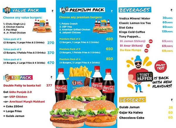 Burger Singh menu 