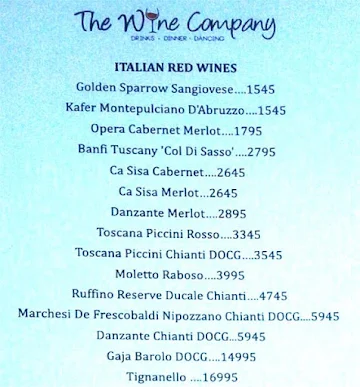 The Wine Company menu 