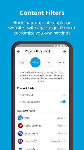 Screenshot AT&T Secure Family® parent app