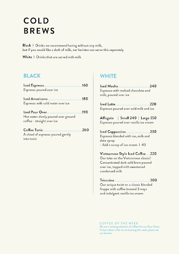 Blue Tokai Coffee Roasters menu 