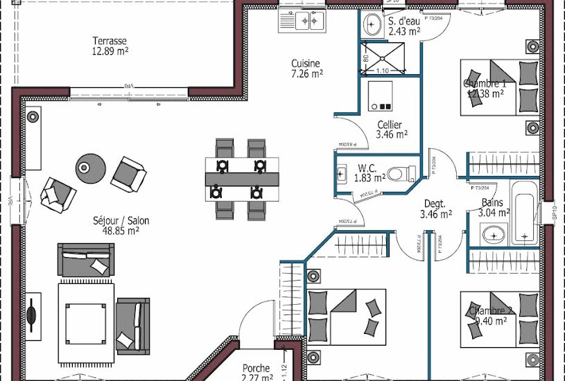  Vente Terrain + Maison - Terrain : 379m² - Maison : 103m² à Pisany (17600) 