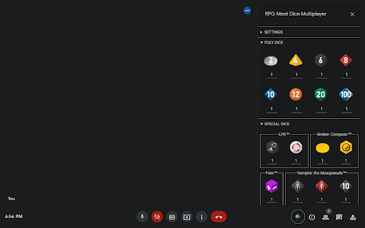 RPG Meet - Dice Roller | Music | Webcam Tools
