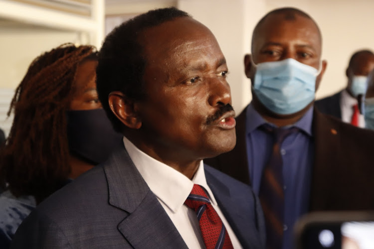 Wiper party leader Kalonzo Musyoka at Embu County assembly on Thursday November 11,2021.