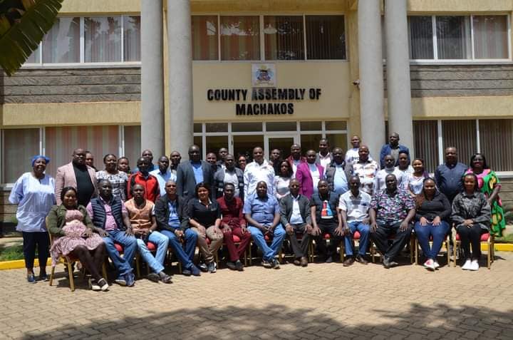 Machakos MCAs - elect pose for a group photo during an orientation at the Machakos assembly building on Saturday, September 17.