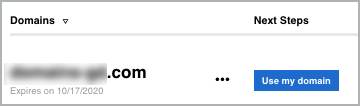 The Use my domain button is to the right of the domain name.