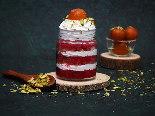 Gulab Jamun Red Velvet Mini Jar Cake