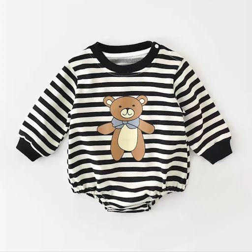 Title 8, Autumn New Cartoon Bear Stripe Bodysuit. Soft, ...