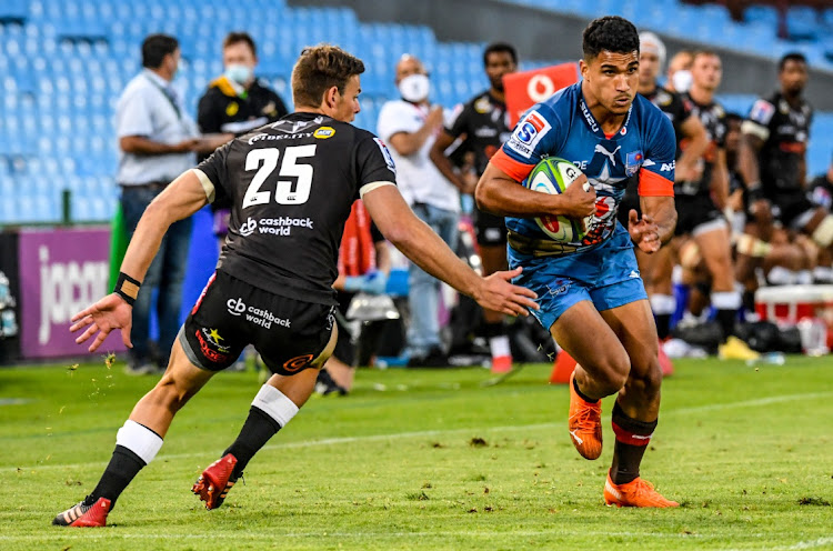 Muller Uys of the Bulls with possession during the SuperFan Saturday match against the Sharks at Loftus Versfeld Stadium on September 26, 2020 in Pretoria