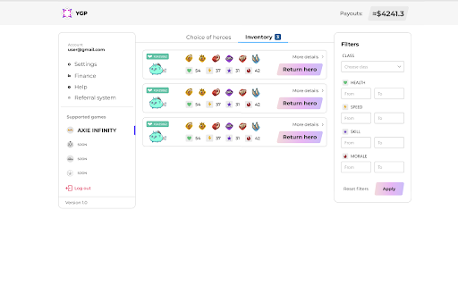 Yield Gaming Platform Axie extension