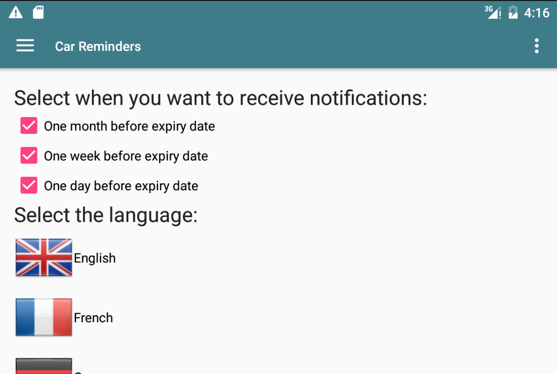   Car Reminders – Capture d'écran 