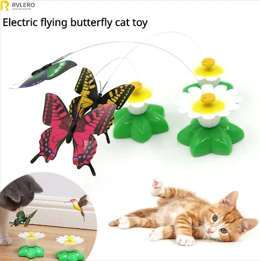 Rotating Electric Flying Butterfly Cat Toy Flying Bird Automatic Cat Teaser Toys Intelligent Training Fun Plaything Pet 